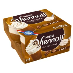 Viennois café 4x100g – crème dessert onctueuse au café avec mousse légère