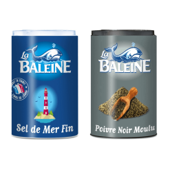 Duo sel et poivre moulu La Baleine 68g pour assaisonner tous vos plats