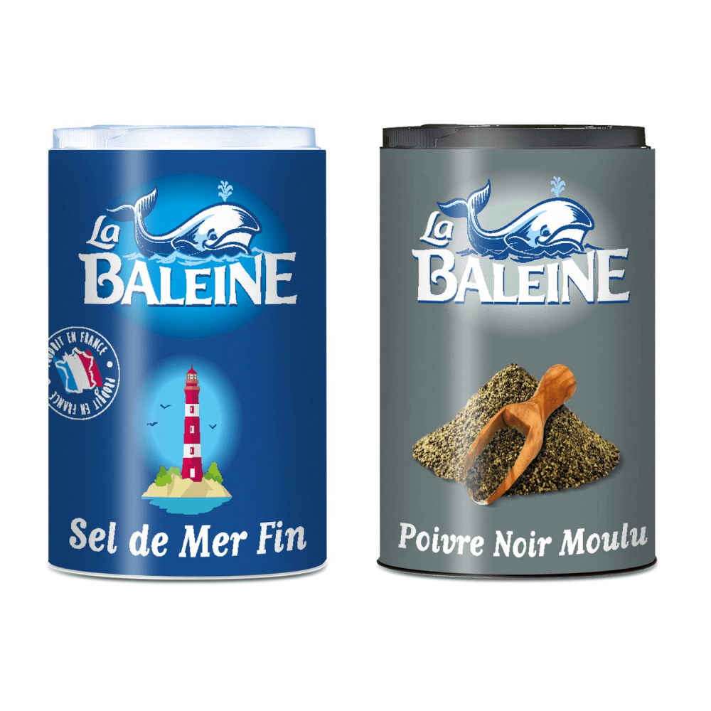 Duo sel et poivre moulu La Baleine 68g pour assaisonner tous vos plats