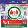 Boîte de 75 capsules Tablette Dreft Platinum pour lave-vaisselle – packaging vert et argent