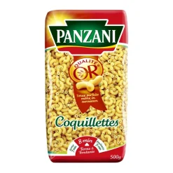 Paquet de pâtes coquillettes PANZANI 500g – gros plan