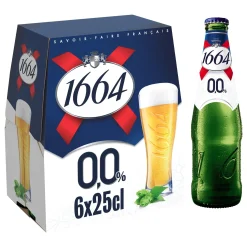 Pack de 6 bouteilles de bière sans alcool 1664