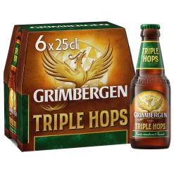 Bouteille de bière Grimbergen Triple Hops – bière blonde de caractère aux arômes houblonnés