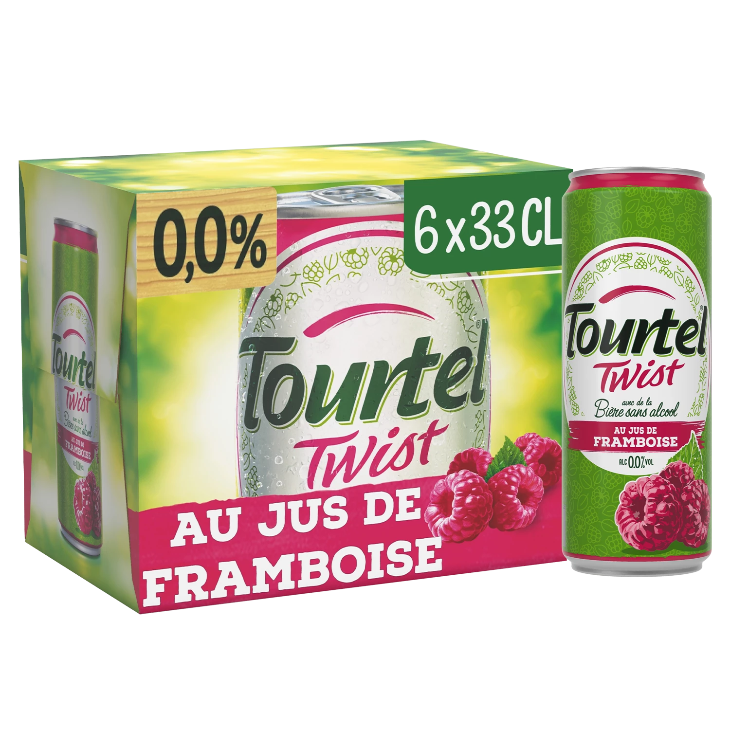 3080216058467.webp Pack de 6 cannettes de 33cl de bière sans alcool framboise Tourtel