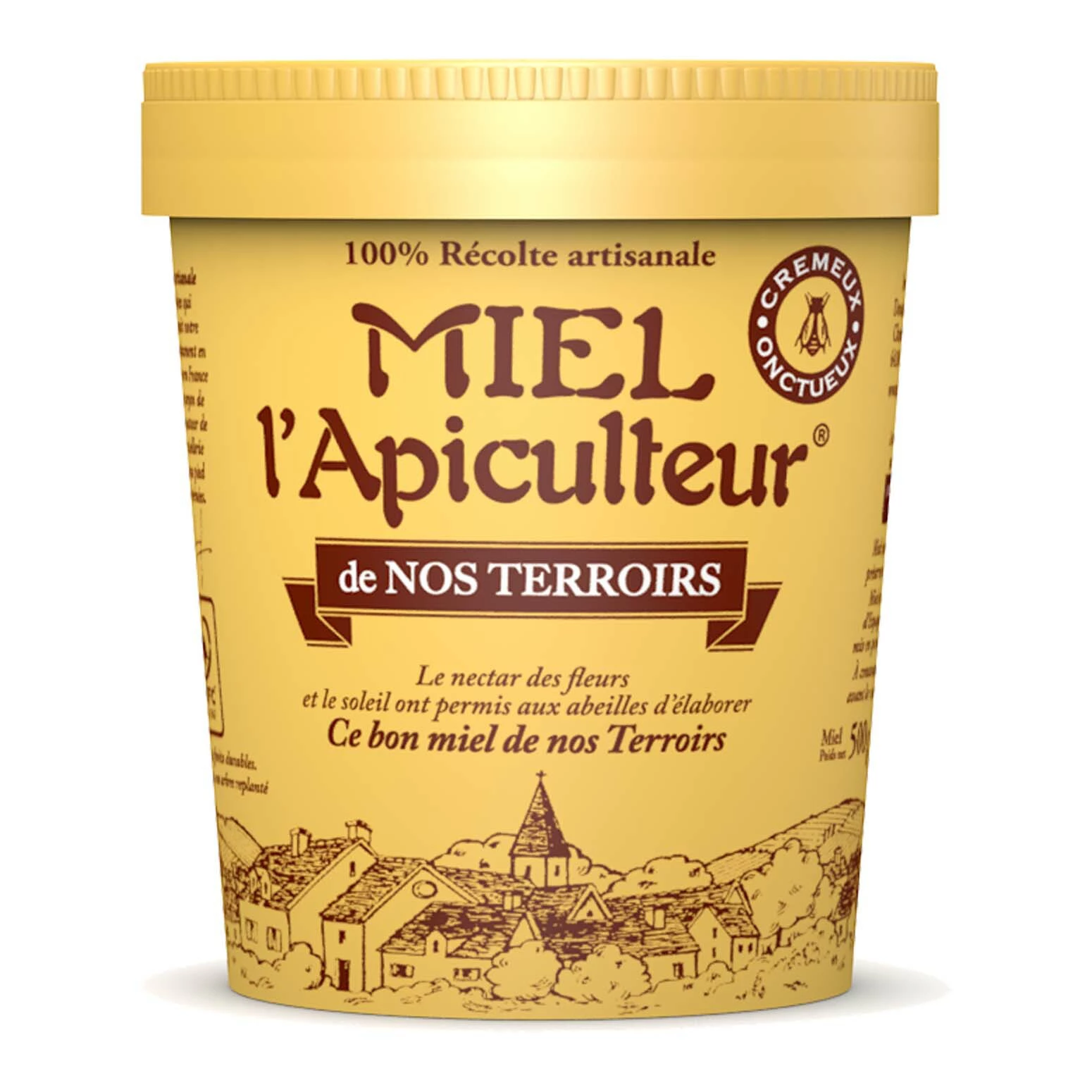 Pot de Miel de Terroir 500g L'Apiculteur De Nos Terroirs en verre avec étiquette artisanale