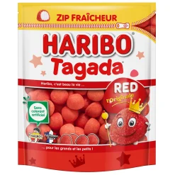 Paquet de bonbons HARIBO Tagada zip fraîcheur 220g – bonbons rouges acidulés