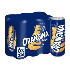 Pack de 6 canettes de 33cl de Soda Orange Orangina – boisson pétillante à base d’agrumes