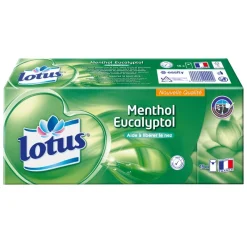 Mouchoirs menthol eucalyptus Lotus en étuis x15 – soulagement rafraîchissant pour le nez