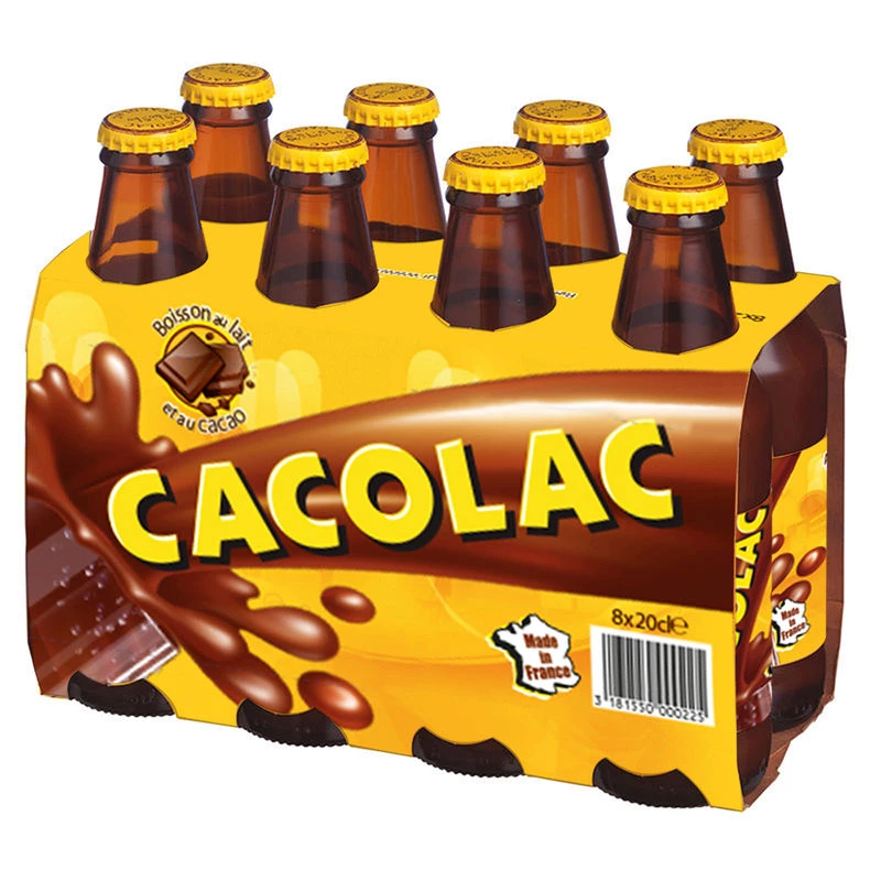 Boisson lait cacao Cacolac – Pack 8x20cl – Saveur Authentique Boisson lait cacao Cacolac en pack de 8 bouteilles de 20cl – recette authentique au bon goût de cacao