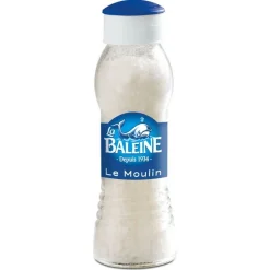 Gros sel La Baleine adapté au moulin – sel marin 180g en flacon pratique