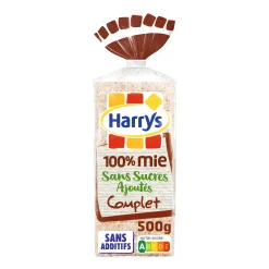 Pain de mie sans sucre ajouté complet 500g de la marque HARRY'S