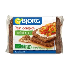 Pain complet 3 céréales bio 500g BJORG – tranche de pain sain et équilibré