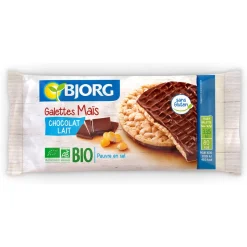 Acheter galet mais choco lait 100g Bjorg – encas bio au maïs soufflé enrobé de chocolat au lait