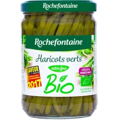 Haricots verts extra fins bio 280g ROCHEFONTAINE en bocal en verre