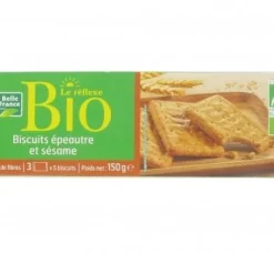Biscuit épeautre sésame bio Belle France 150g en sachet – collation saine et croustillante