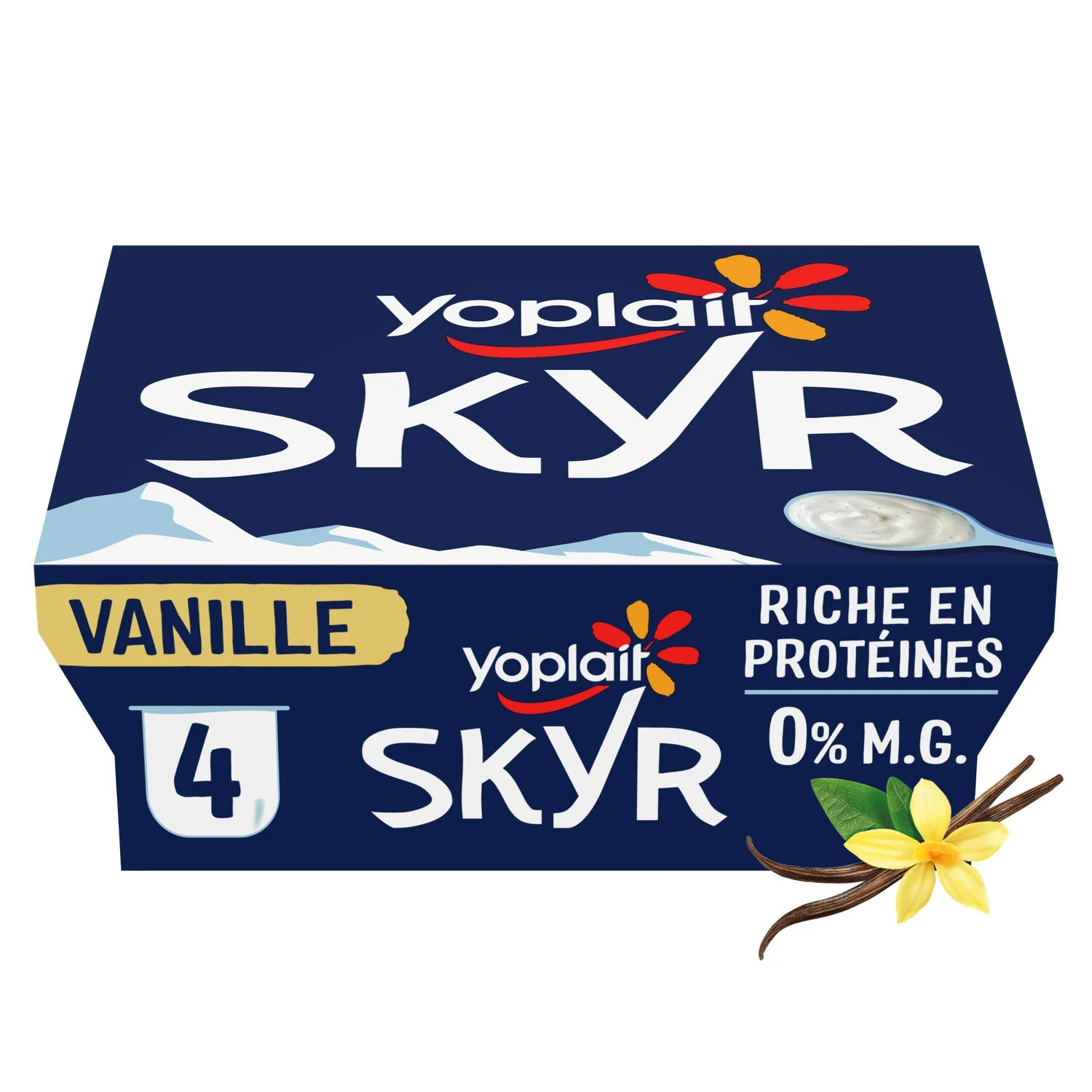 Yaourt protéiné vanille 0% MG Skyr Yoplait en lot de 4 x 100g
