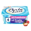 Yaourt brassé Perle de Lait framboise et fruits rouges en lot de 4 pots de 125g