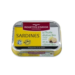 sardines huile citron bio en boîte – produit artisanal et savoureux
