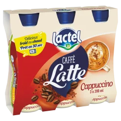 Boisson prête à boire Caffè Latte Cappuccino Lactel 3 x 220ml – lot de 3 bouteilles