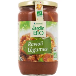 Ravioli bio aux légumes 675g JARDIN BIO – pâtes fraîches biologiques savoureuses et naturelles