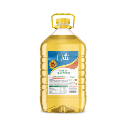 Bouteille d’huile de tournesol 5L UILI transparente avec huile dorée