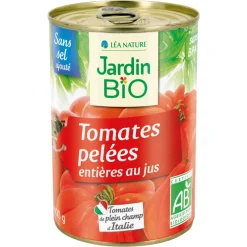 Boîte de tomates pelées bio 400g JARDIN Bio – produit naturel et savoureux