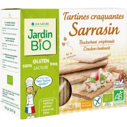 Tartines sarrasin bio croustillantes sans gluten présentées sur une assiette