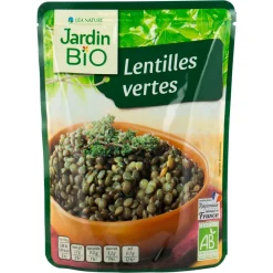 Sachet de Lentilles vertes bio 250g JARDIN Bio – légumineuses riches en fibres et issues de l’agriculture biologique