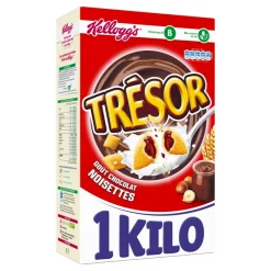 Image du paquet de Céréales Trésor Chocolat Noisettes 1kg de la marque Kellogg's