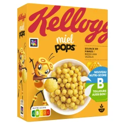 Céréales Miel Pops 300g – boîte de céréales sucrées au miel pour petit-déjeuner croquant