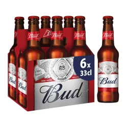 Pack de 6 bouteilles de bière blonde Bud 33cl – bière américaine rafraîchissante