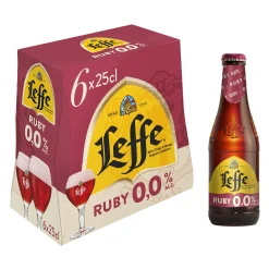 Pack de 6 bouteilles de bière Leffe Ruby sans alcool 25cl – saveur fruitée et raffinée