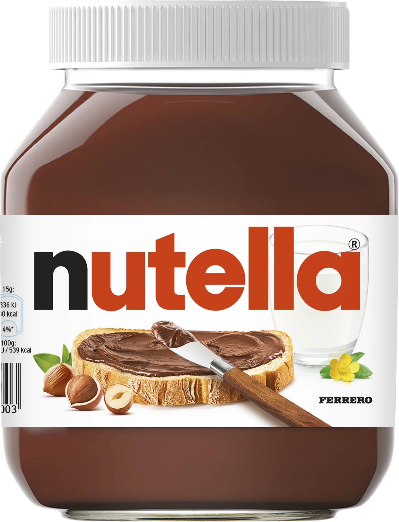 Nutella 630g – Pâte à tartiner chocolat et noisettes iconique Pot de Nutella 630g – pâte à tartiner chocolat noisettes sur fond blanc
