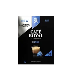 Café Capsules Lungo CAFE ROYAL x36 – Boîte de 36 capsules compatibles Nespresso pour café long intense