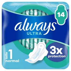 Serviettes hygiéniques taille 1 ALWAYS Normal Ultra x14