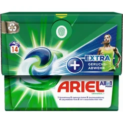 Ariel Pods Active Odor Defense 14 Lavages – Capsules de lessive pour éliminer les mauvaises odeurs