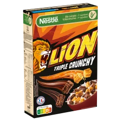 Céréales Lion Triple Crunchy 550g – boîte de céréales gourmandes au chocolat et caramel