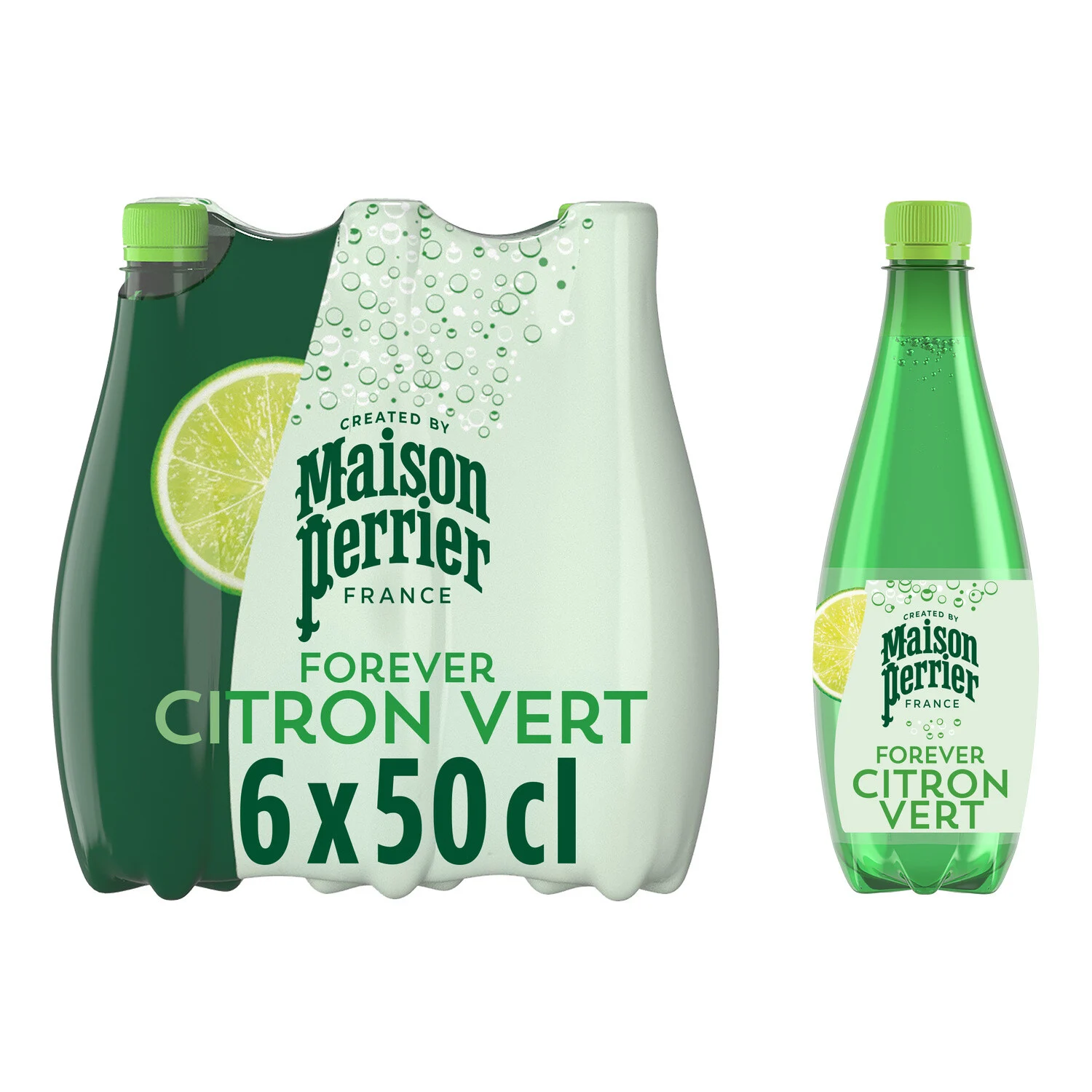 Pack de 6 bouteilles de boisson gazeuse citron vert – MAISON PERRIER Boisson gazeuse citron vert Perrier 6x50cl – pack rafraîchissant de sodas pétillants au citron vert