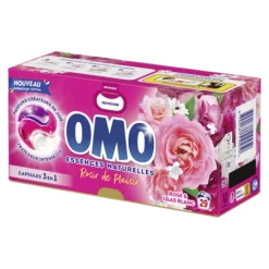 Lessive OMO 3 en 1 Capsules Rose & Lilas Blanc