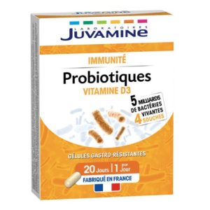💊 Juvamine Immunité Probiotiques + Vitamine D3 – 20 Gélules