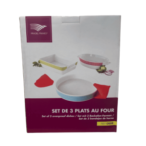 💡PRADEL FRANCE - Set de 3 plats au four UV Set – Type de Produit avec Conditionnements Multiples