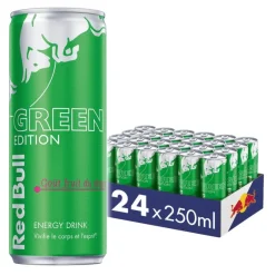 Pack de 24 canettes de 250ml Red Bull Green Edition – boisson énergisante au fruit du dragon