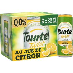 Pack de 6 canettes de 33cl de bière sans alcool Tourtel Citron – boisson rafraîchissante aromatisée au citron